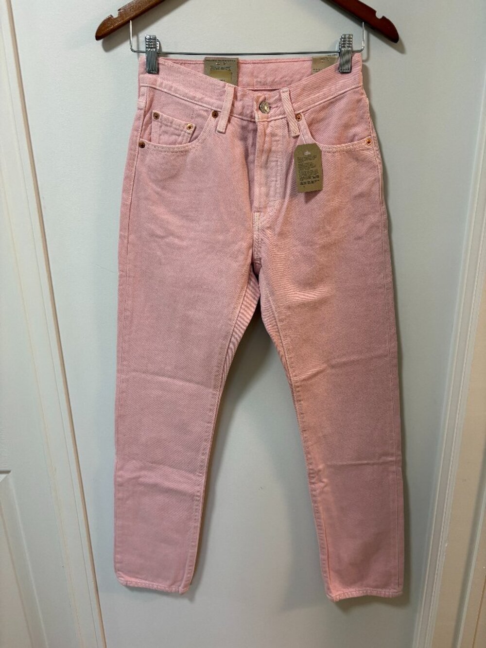 NWT Levi's 501 Original Fit High Rise Straight Jeans Pale Pink Women's W25 L30